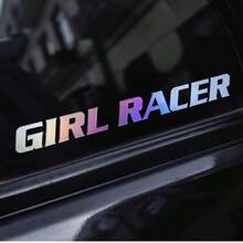 1pc Car Sticker GIRL RACER Female Racing Driver Text Window Sticker Car Body Sticker Electric Motorcycle Sticker - Black - View 3