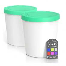 Premium Ice Cream Containers (2 Packs ) Perfect Freezer Storage Tubs With Lids For Ice Cream, Sorbet And Gelato! - Green - Green - View 1