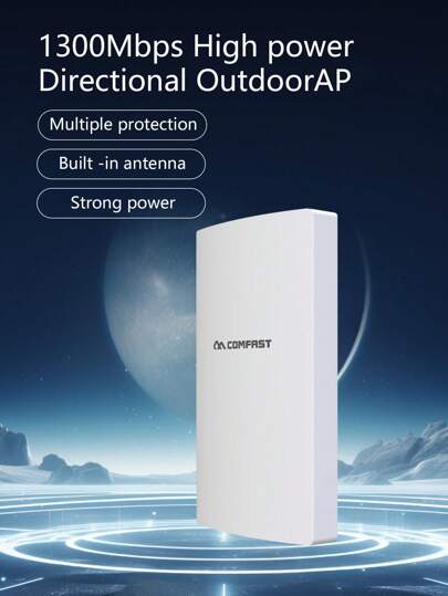 CF-EW71 V2 Outdoor AP External 2 Antennas Omnidirectional WiFi Coverage Base Station High Power 2.4/5.8GHz Dual Band Outdoor 1200Mbps Wireless AP, 24V 0.32A POE Power Supply, Omnidirectional Radius 50-100m