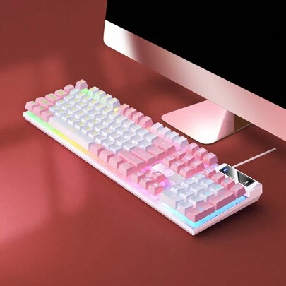 Teclado semimecânico para jogos , Luminoso De Correspondência De Cores , De Computador Com Fio , Acessórios Para De Mesa , Luz De Fundo