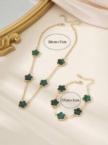 1pc Doce & Elegante Lucky Clover Pingente Colar Feminino E 1pc Pulseira Conjunto Dia Dos Namorados, Mãe, Mãe, Dia Das Mães, Presente