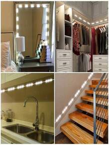 1pc 6/42LED Touch Mirror Light, LED Dressing Light, Stick-On Installation, Adjustable Brightness, USB Light, Stylish Dresser And Bathroom Mirror, Home Decorative Lights(Mirror Not Included)