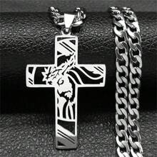 Hip Hop Punk Crown Of Thorns Jesus Cross Necklace For Men Stainless Steel Gold Plated  Pendant Necklace - Necklace - View 9