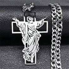 Hip Hop Punk Crown Of Thorns Jesus Cross Necklace For Men Stainless Steel Gold Plated  Pendant Necklace - Necklace - View 10