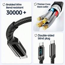 Toocki 100W C 型超快速充电数据线适用于 P40 P30，快速充电数据线适用于小米 13 12 Pro Oneplus Realme POCO Mate 40 30 快速充电 USB 线电池充电数据线 - 黑色 - 查看 5