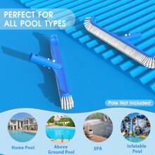 1pc, Pool Brushes For Cleaning Pool Walls Strong Pool Brush Head For Inground & Above Ground Pools 90 Degrees 17.5'' Pool Scrub Brush For Corners, Curves, Steps, Ladders, Professional Pool Cleaner - Multicolor - View 4
