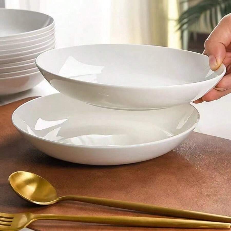 1pc Creative Fat Sheep White Jade Bone China Plate, Home Use Ultra-Thin Deep Dish With Highly Attractive For Cooking And Dining - White - View 1