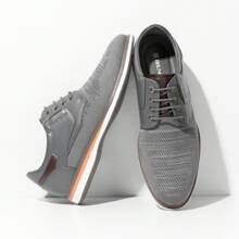 Men's Lace Up Casual Dress Shoes For Men Breathable - Xám - Xem 2