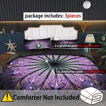 3入組時尚抽象式被套套裝，紫色花卉印花床上用品套裝，帶拉鍊閉合，柔軟舒適的被套，適用於臥室、客房、宿舍裝飾（1*被套+2*枕套，不含芯） - 彩色 - 查看 3