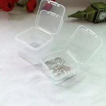 6入組4.5透明方形塑料收納盒小方盒，適用於儲存釣魚裝備、魚鈎、耳塞、鈕扣、空盒珠寶盒、穿戴指甲用具等收納工具 - 白色 - 查看 6