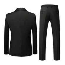 Nam Cưới Phù Hợp Với Vũ Hội Đầm Áo + Quần + Áo Vest Nam Bộ Đồ Mỏng Phù Hợp Với Tuxedo Nam Áo Tùy Chỉnh phong Cách Anh Quốc Chú Rể Quần Áo - màu đen - Xem 4
