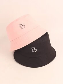 2入組女式簡約時尚恐龍刺繡漁夫帽,適合春秋季節,適用於情侶們及日常旅行戶外休閒運動 - 彩色 - 查看 10