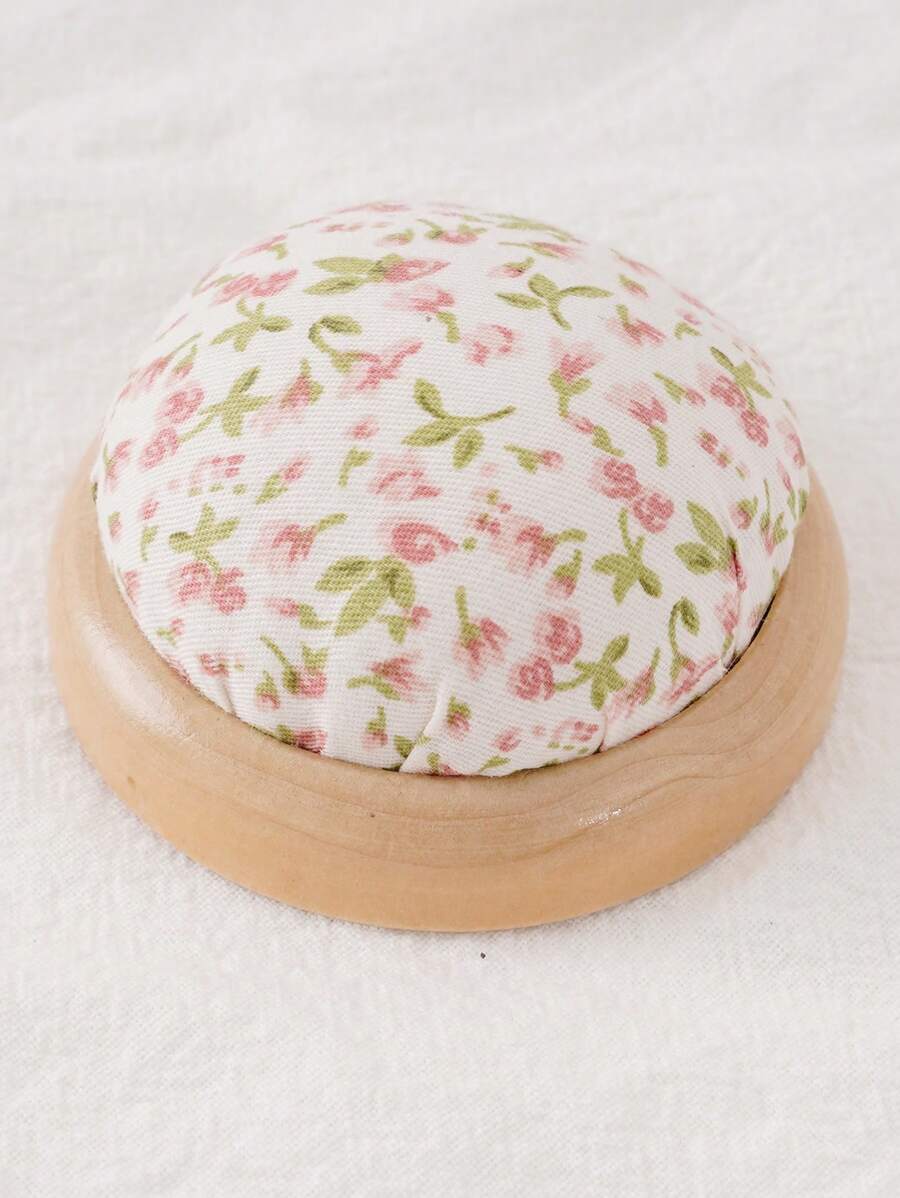 1 pieza Bolsa de agujas de almacenamiento de tela para herramientas de costura, hecha a mano con base de madera y cojín de alfileres, estilo japonés para almacenamiento de agujas