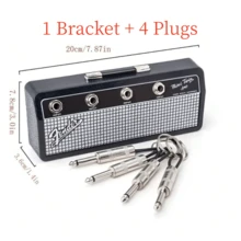 Guitar Amplifier Keychain Set, Includes 4 Guitar Jack Keychains And 1 Wall Mounting Kit. Wall Keychain, Wall Amplifier Keychain, Retro Home Decor Keychain, Quick And Easy Installation. - Multicolor - View 6