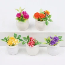 1/12比例公仔屋微型盆栽植物，逼真綠植和花卉裝飾模型，隨機4入組 - 彩色 - 查看 8