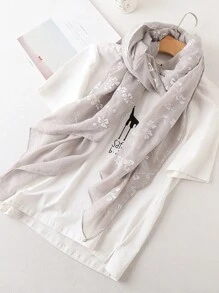 女士纯色提花围巾头巾头巾一体式配饰女士情人节情人节 - 彩色 - 查看 3