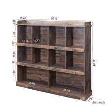 QQD Bookshelf Book Shelfs Premium 10 Shelf Bookcase Shelves Floor Standing Display Cabinet Large Rack Wooden Organizer Versatile Storage Cube Shelf Cubbies Closet For Bedroom, Living Room Brown White