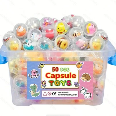 10/20/25/30/35/40/50 piezas Juguetes de cápsula mini lindos y kawaii, perfectos para compartir en fiestas, diversión, regalo del Día de Acción de Gracias, regalo de Navidad (estilo aleatorio)