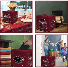 1 pieza Caja de decoración para fiesta de graduación con tarjeta de bendición de tema de graduación y caja de regalo - Burdeos - Ver 4