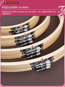 3 cái/bộ Vòng thêu chữ thập bằng tre bằng vải kaki DIY, cũng có thể được sử dụng làm khung tranh hoặc đồ trang trí, rất bền và có thể tái sử dụng, có 12 kích cỡ với gói 16 kim miễn phí, thích hợp để sử dụng tại nhà hoặc thêu - Màu Khaki - Xem 5