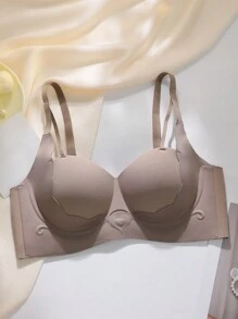 Brown Padded Underwire Bra With Lift And Support - Brown - View 6