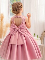 Vestido de princesa con lazo de lentejuelas para niña, apropiado para fiestas de cumpleaños, banquetes, regalos, bailes de máscaras, vestidos de niña de las flores, celebraciones festivas y actuaciones escolares
