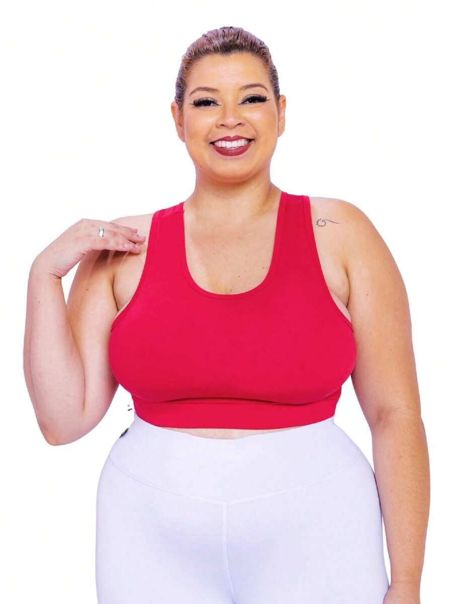 Plus Size Sports Tees & Tanks - Màu Hồng Tươi - Xem 1