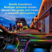Universal 22 In 1 Streamer Car Ambient Lights RGB 64 Color LED Rainbow Acrylic Interior Automotive LED Lights Strip Symphony Atmosphere Lamp Kit Remote APP Control Car Neon Lights, With Music Sync Function Can Continue To Use For 100000 Hours - 256 Colors - View 2