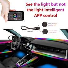 Universal 22 In 1 Streamer Car Ambient Lights RGB 64 Color LED Rainbow Acrylic Interior Automotive LED Lights Strip Symphony Atmosphere Lamp Kit Remote APP Control Car Neon Lights, With Music Sync Function Can Continue To Use For 100000 Hours - 256 Colors - View 3