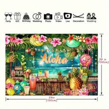 1pc Hawaiian Luau Party Decorations Tropical Summer Beach Pool Party Supplies Including Aloha Backdrop Photography Background Feet Decoration Props Party Photo Shoot Backdrop - Multicolor - View 2