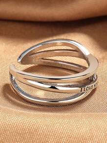 1 Stück Edelstahl Roségold Beschichtetes, Offenes Und Verstellbares Ringdesign Mit Kreuz Und Cz-pflaster, Mode- Und Luxus-schmuckstück Für Frauen