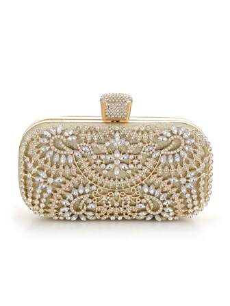 Glitter Bling,Shiny Glamorous,Elegant,Exquisite Evening Clutch Bag For Women Wedding Golden Clutch Purse Small Party Handbag Metal Handle, Perfect Bride Purse For Wedding, Prom & Party Events Dinner Bag,Evening Bag For Party Girl,Woman,For Female Perfect For Party,Wedding,Prom,Dinner/Banquet,For Best Gift For Women