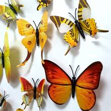 1 套 12 件 3D 彩色蝴蝶装饰贴纸，适合节日派对、卧室、客厅的墙壁装饰艺术 - 彩色 - 查看 4