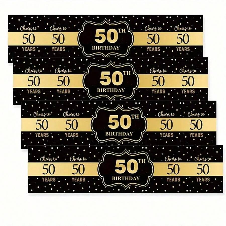 Etiquetas/adhesivos de botella de agua para feliz 50 aniversario / Envoltorios de botellas 'Brindemos por 50 años' / Suministros de etiquetas de agua para fiesta de 50 cumpleaños feliz (10/20 piezas) - Negro - Ver 1