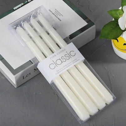 4pcs Thick Pillar Candles, Romantic Dinner, Smokeless & Odorless, Ivory White Long Stem Candles, Suitable For Dates, Parties, Holidays, Valentine's Day Atmosphere Decor