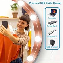 1 bóng đèn gương trang điểm LED 3 màu có USB, đa thông số kỹ thuật, ánh sáng phụ có thể điều chỉnh độ sáng, thích hợp cho phòng ngủ, phòng tắm và bàn trang điểm - bóng đèn ba màu - Xem 9