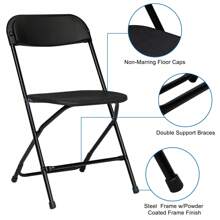 10 Pack Plastic Folding Chair, 300lb Capacity, Portable Commercial Chair With Steel Frame For Home Office Wedding Party Indoor Outdoor Events, Stackable, Black