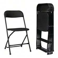 10 Pack Plastic Folding Chair, 300lb Capacity, Portable Commercial Chair With Steel Frame For Home Office Wedding Party Indoor Outdoor Events, Stackable, Black