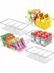 Plastic Pantry Organizers And Storage Bins With Removable Dividers – Perfect Kitchen Organization Or Pantry Storage – Refrigerator Organizer Bins, Cabinet Organizers (1 Pack) - Clear - View 12