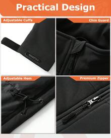 Venustas Softshell Heated Jacket For Men With Battery Pack, Water Repellent Electric Heated Coat - Black - View 5