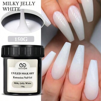 Builder Nail Gel, 150g Mjölkvit UV Hård Builder Nail Extension Gel Stärker Nageln Med Former För Nybörjare Nagelkonst DIY Hemma