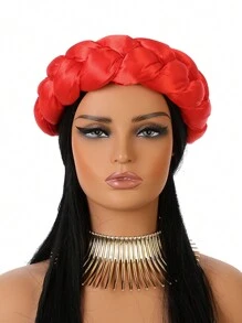 1pc Multicolor Women's Elastic Bonnet, Satin Twisted Candy Color Hair Ties With Retro Style Hair Sleep Cap Sleep Bonnet - Satin Hair Tie - View 2