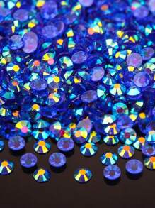 1000/2000 viên/túi Đá pha lê nhựa phẳng màu bạc 4mm, Đá quý pha lê AB màu xanh lam đậm không cần gắn nóng, Dùng cho đồ thủ công DIY, Cốc, Chai, Ly, Quần áo, Đá pha lê lấp lánh rời, Đồ trang trí thủ công - AB màu xanh đậm - Xem 3