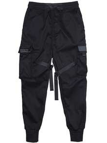 Pantalones negros clásicos de estilo informal para hombre, suaves, ropa de pareja recomendada y tallas grandes negros clásicos de estilo informal para hombre, suaves, cómodos y transpirables, aptos para correr, bailar en la calle, joggers,hacer deporte y para el día a día. - Blanco y Negro - Ver 5