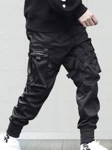 Pantalones negros clásicos de estilo informal para hombre, suaves, ropa de pareja recomendada y tallas grandes negros clásicos de estilo informal para hombre, suaves, cómodos y transpirables, aptos para correr, bailar en la calle, joggers,hacer deporte y para el día a día. - Blanco y Negro - Ver 1