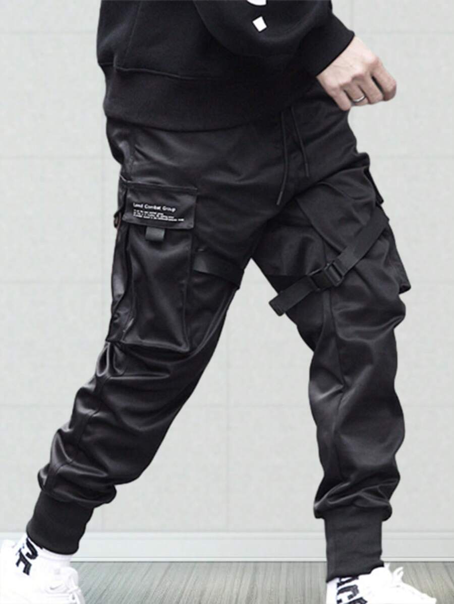 Pantalones negros clásicos de estilo informal para hombre, suaves, ropa de pareja recomendada y tallas grandes negros clásicos de estilo informal para hombre, suaves, cómodos y transpirables, aptos para correr, bailar en la calle, joggers,hacer deporte y para el día a día. - Blanco y Negro - Ver 1