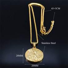 SAINT MICHAEL PROTECT US Archangel Stainless Steel Necklaces Chain Men/Women Gold Color Choker Necklace - Necklace - View 12