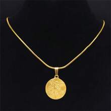 SAINT MICHAEL PROTECT US Archangel Stainless Steel Necklaces Chain Men/Women Gold Color Choker Necklace - Necklace - View 9