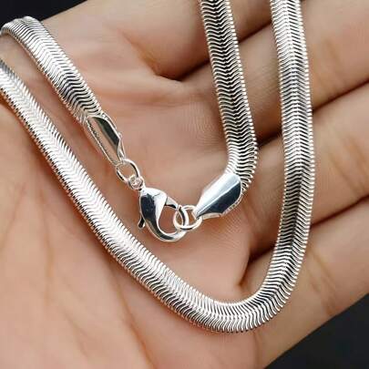 1 Pieza Collar Unisex Con Estilo Minimalista Hecho De Acero De Titanio En Estilo De Cadena De Hueso De Serpiente Para El Uso Diario