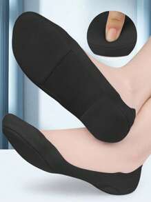 1双柔软隐形低帮防滑舒适鞋垫，适用于运动鞋、雪地靴、休闲鞋、白色男女鞋 - 黑色 - 查看 1